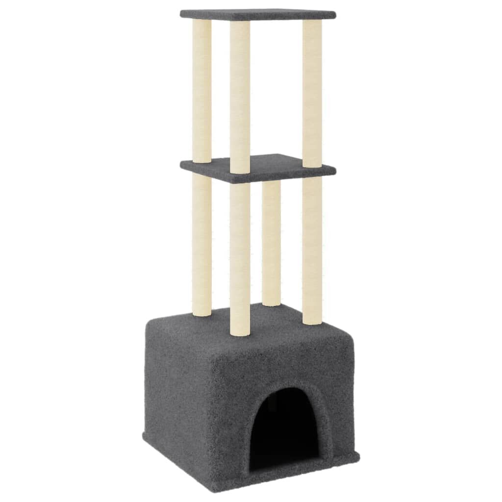 Vidaxl Rascador Para Gatos Con Postes De Sisal Gris Oscuro 133,5 Cm_0