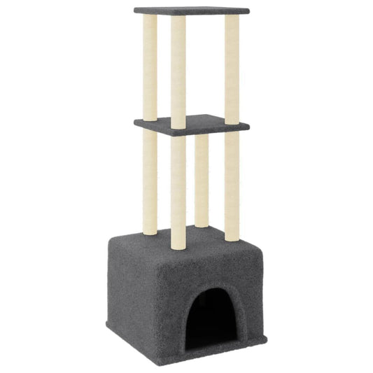 Vidaxl Rascador Para Gatos Con Postes De Sisal Gris Oscuro 133,5 Cm_0