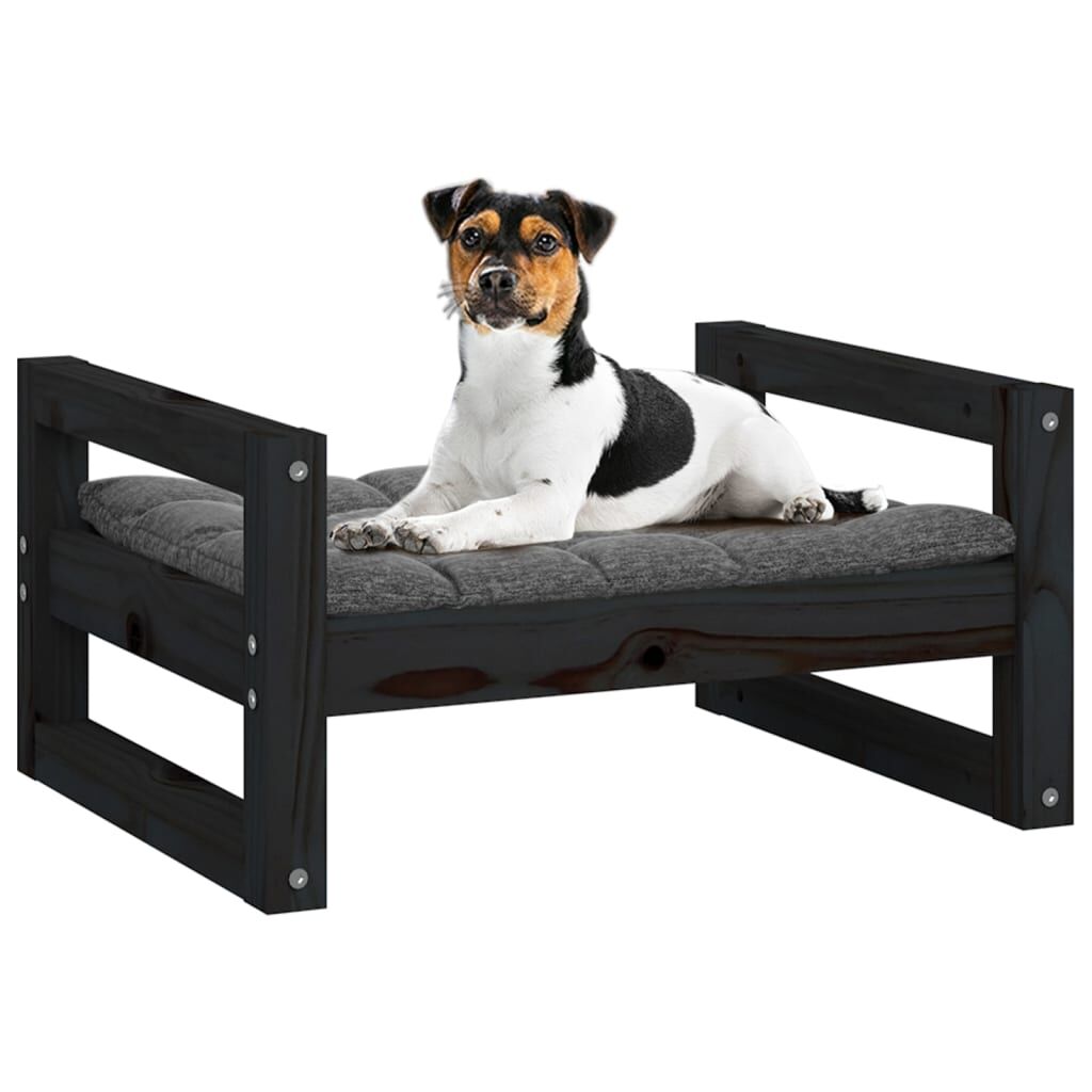 Vidaxl Cama Para Perros Madera Maciza De Pino Negro 55,5x45,5x28 Cm_3