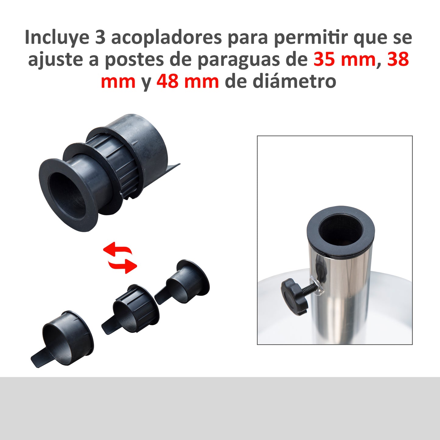 Outsunny Base Sombrilla Acero Inoxidable Soporte Pie Para Parasol_5