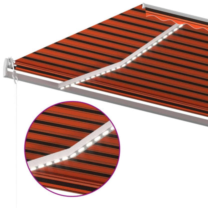 Toldo Automático Led Sensor De Viento Naranja Marrón 600x300 Cm_3