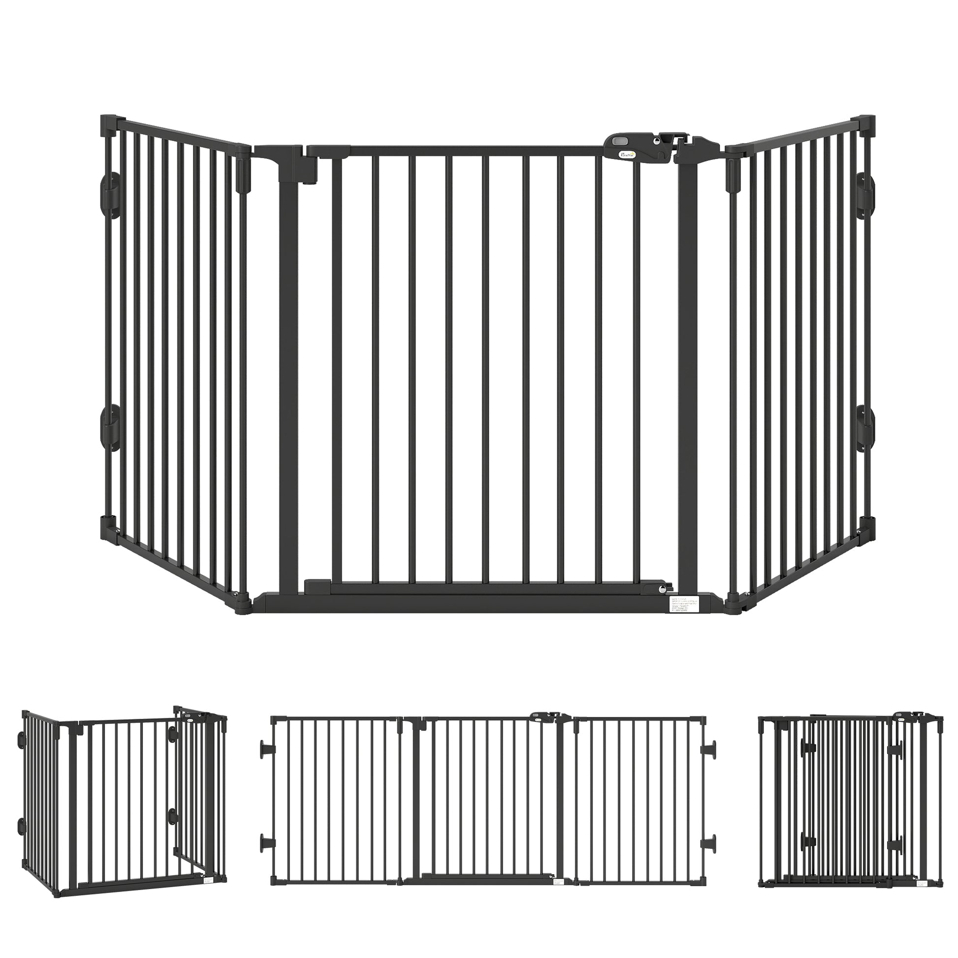 Pawhut Barrera De Seguridad Para Perros Plegable 202,5 Cm Con Auto Cierre Negro_0