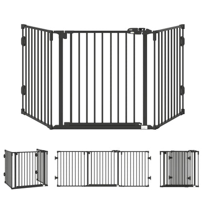 Pawhut Barrera De Seguridad Para Perros Plegable 202,5 Cm Con Auto Cierre Negro_0