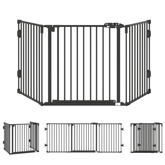 Pawhut Barrera De Seguridad Para Perros Plegable 202,5 Cm Con Auto Cierre Negro_0