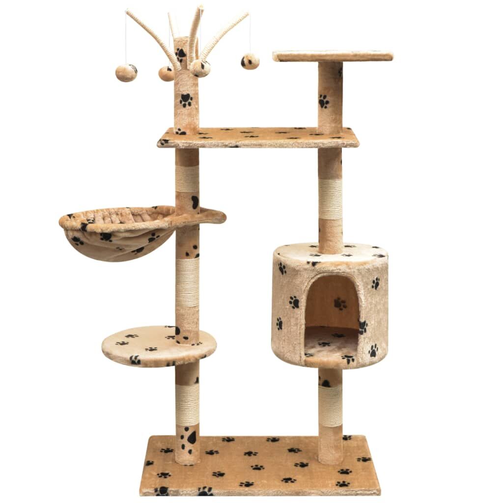 Vidaxl Rascador Para Gatos Poste Rascador De Sisal 125cm Huellas Beige_0