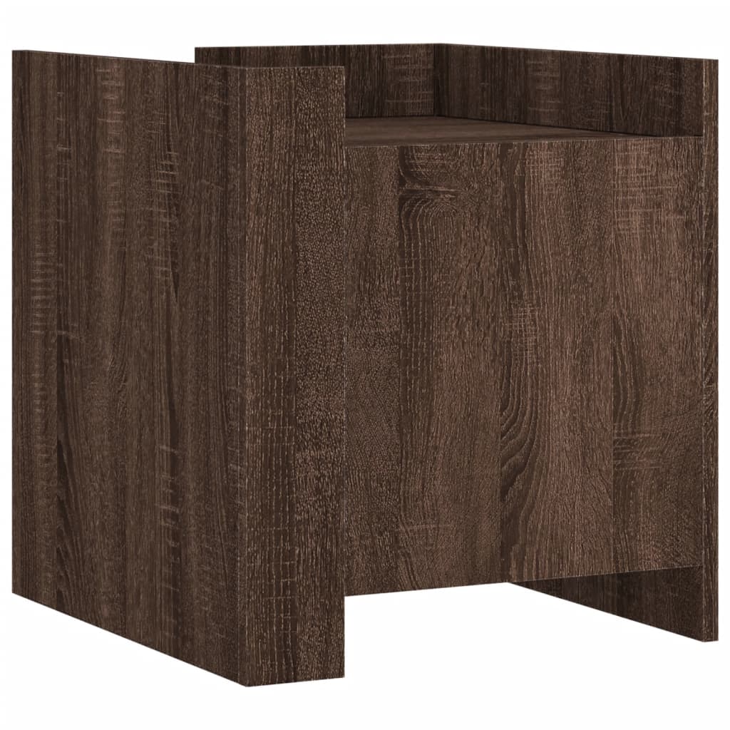 Mesita De Noche Madera De Ingeniería Roble Marrón 45x50x50 Cm_0