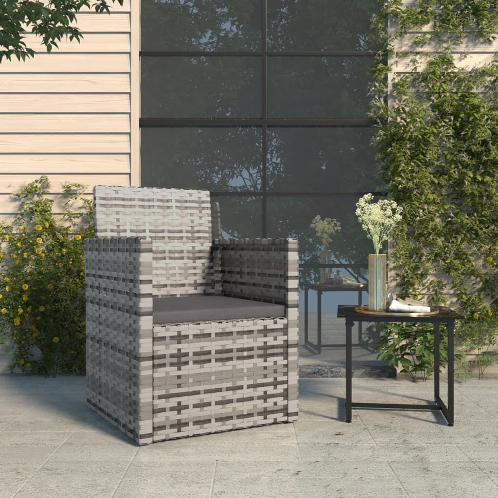 Vidaxl Sillón De Jardín Con Cojín Ratán Sintético Gris_1