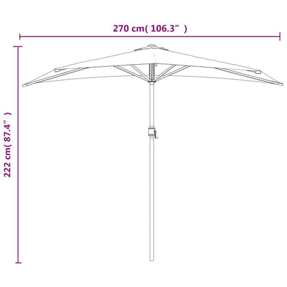 Vidaxl Sombrilla De Balcón Semicircular Palo Aluminio Gris 270x144 Cm_2