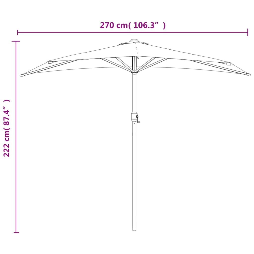 Vidaxl Sombrilla De Balcón Semicircular Palo Aluminio Arena 270x144cm_2