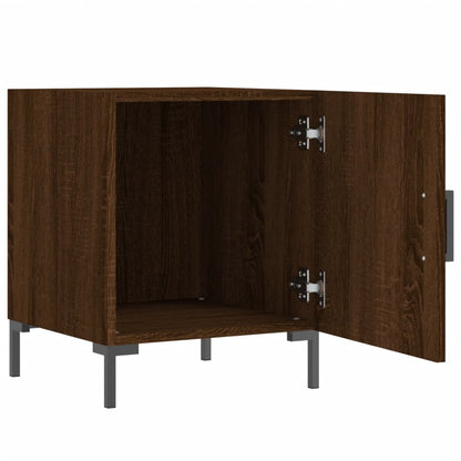 Mesita De Noche Madera De Ingeniería Marrón Roble 40x40x50 Cm_1
