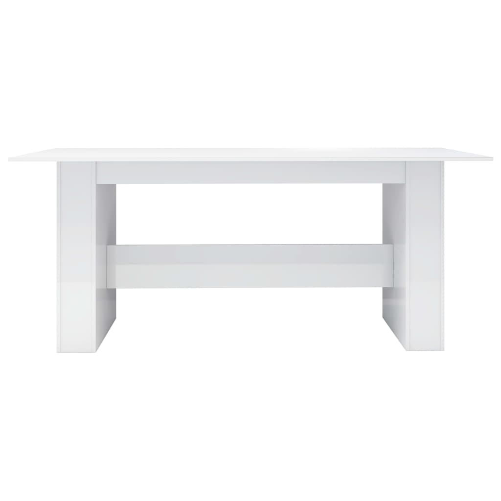 Mesa De Comedor Madera De Ingeniería Blanco Brillo 180x90x76 Cm_2