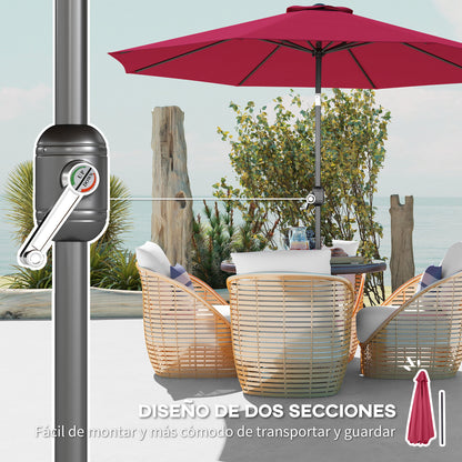 Outsunny Sombrilla De Jardín Ø295x250 Cm Con Manivela E Inclinación Vino Tinto_5