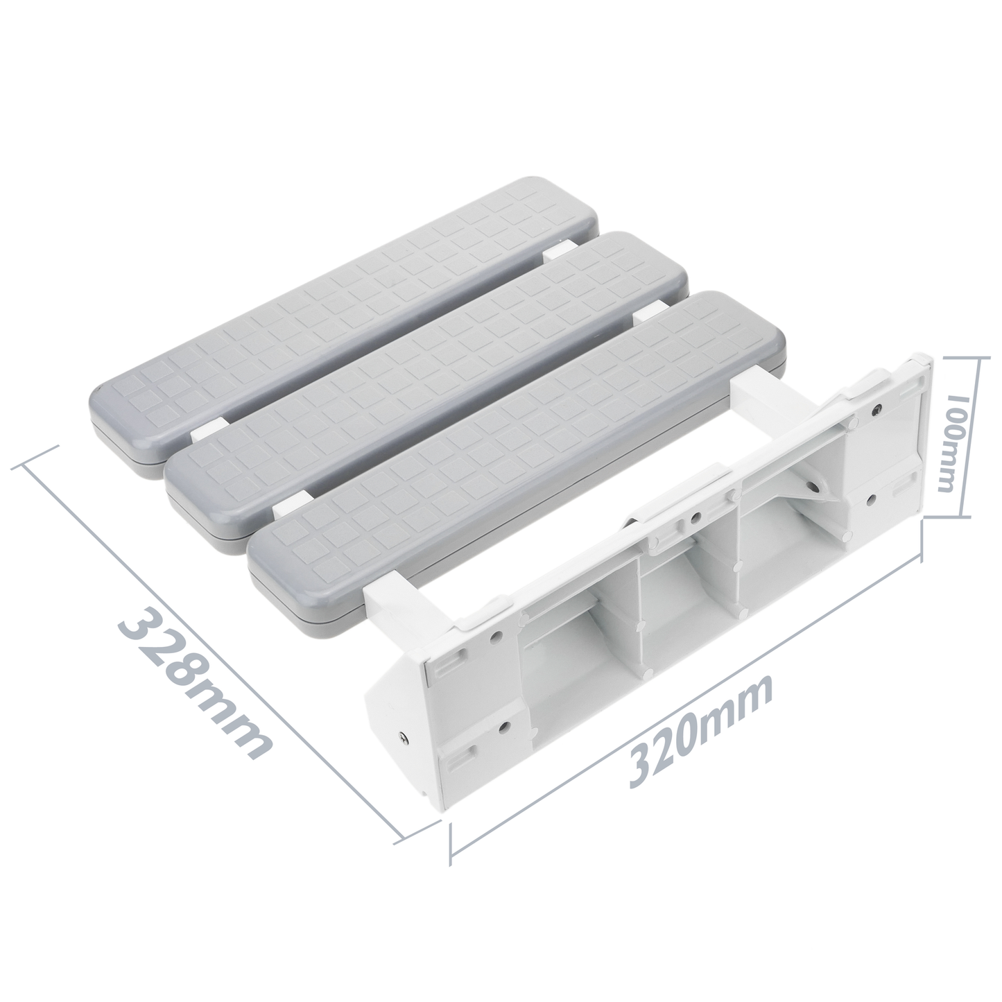 Asiento De Ducha Abatible. Silla Plegable Para Ancianos De Plástico Y Aluminio Gris 320x328mm_2
