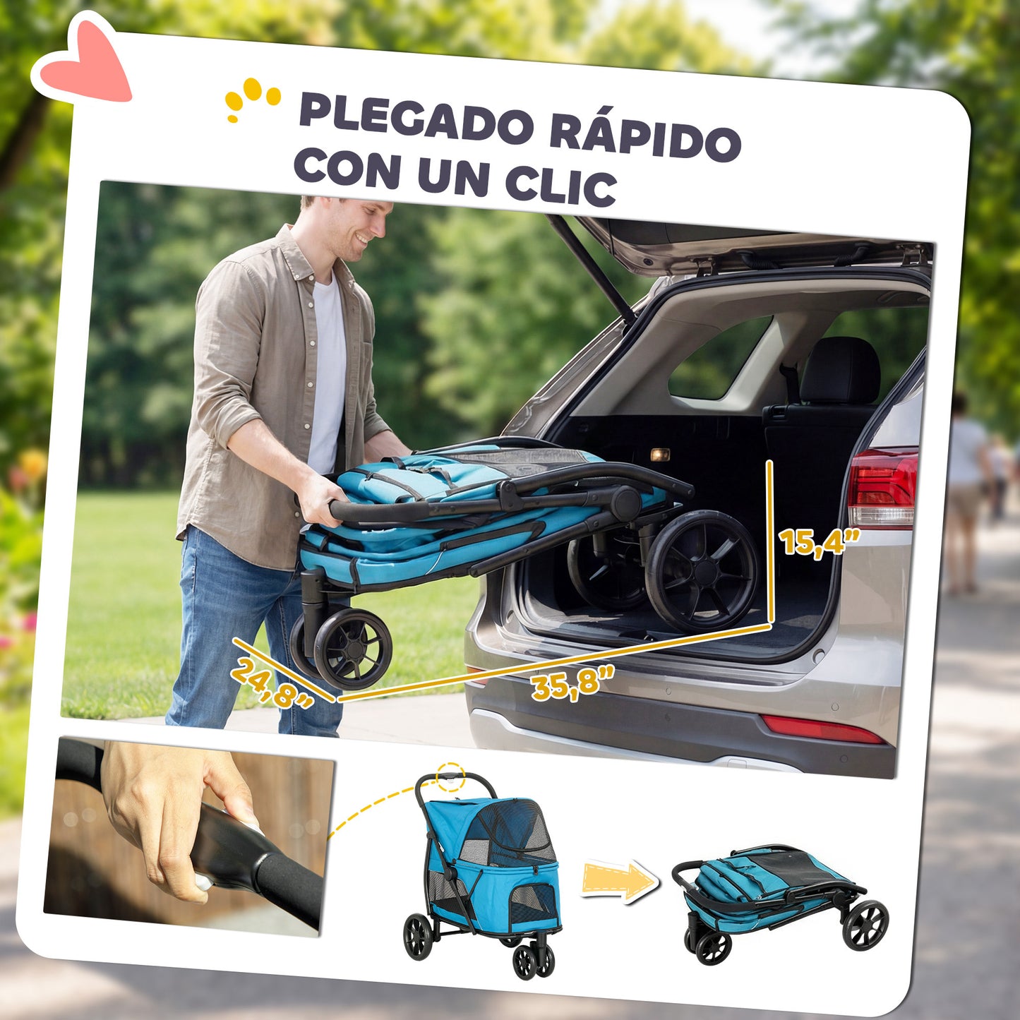 Pawhut Carrito Para Perros Plegable_3