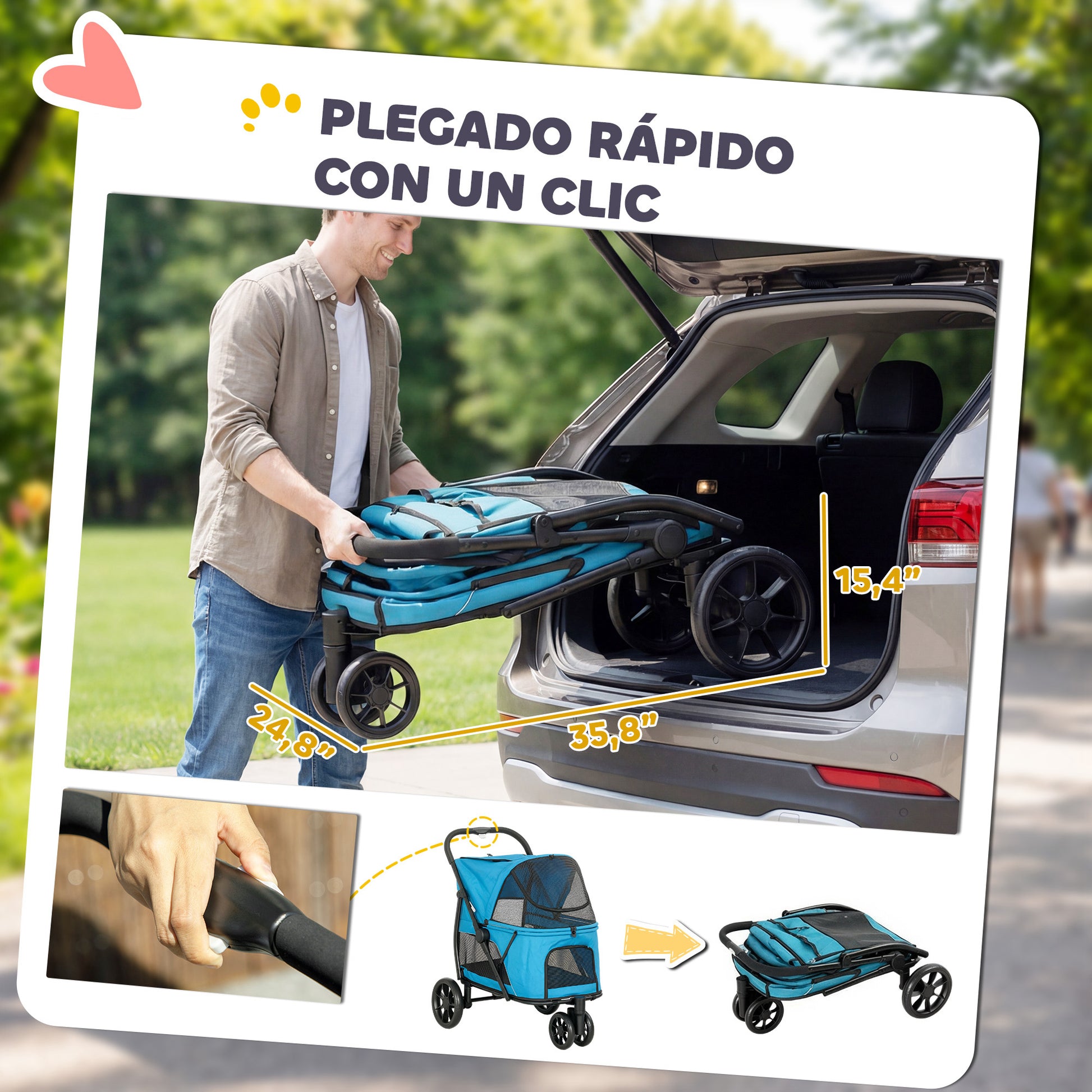 Pawhut Carrito Para Perros Plegable_3