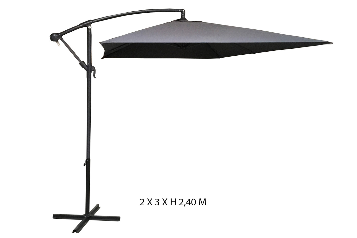 Sombrilla Redondo 2x3m De Acero Y Poliéster Gris Marengo- Sombrilla - Mobiliario De Jardín_0