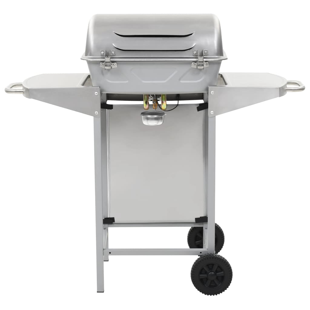 Vidaxl Barbacoa Portátil De Gas Con 2 Zonas Plateada Acero Inoxidable_3