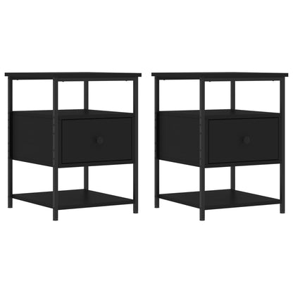 Mesitas De Noche 2 Uds Madera De Ingeniería Negro 40x42x56 Cm_0