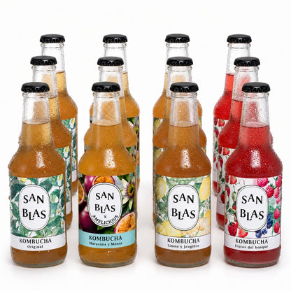 Kombucha Ecologica Sin Azúcar | Pack 12 Botellas X 250 Ml | Artesana Sin Pasteurizar | 4 Sabores_0