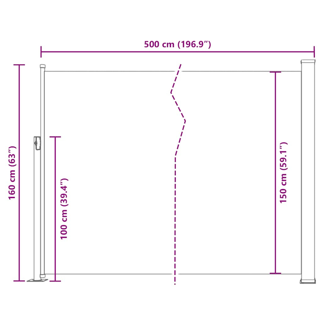 Vidaxl Toldo Lateral Retráctil 160x500 Cm Crema_2