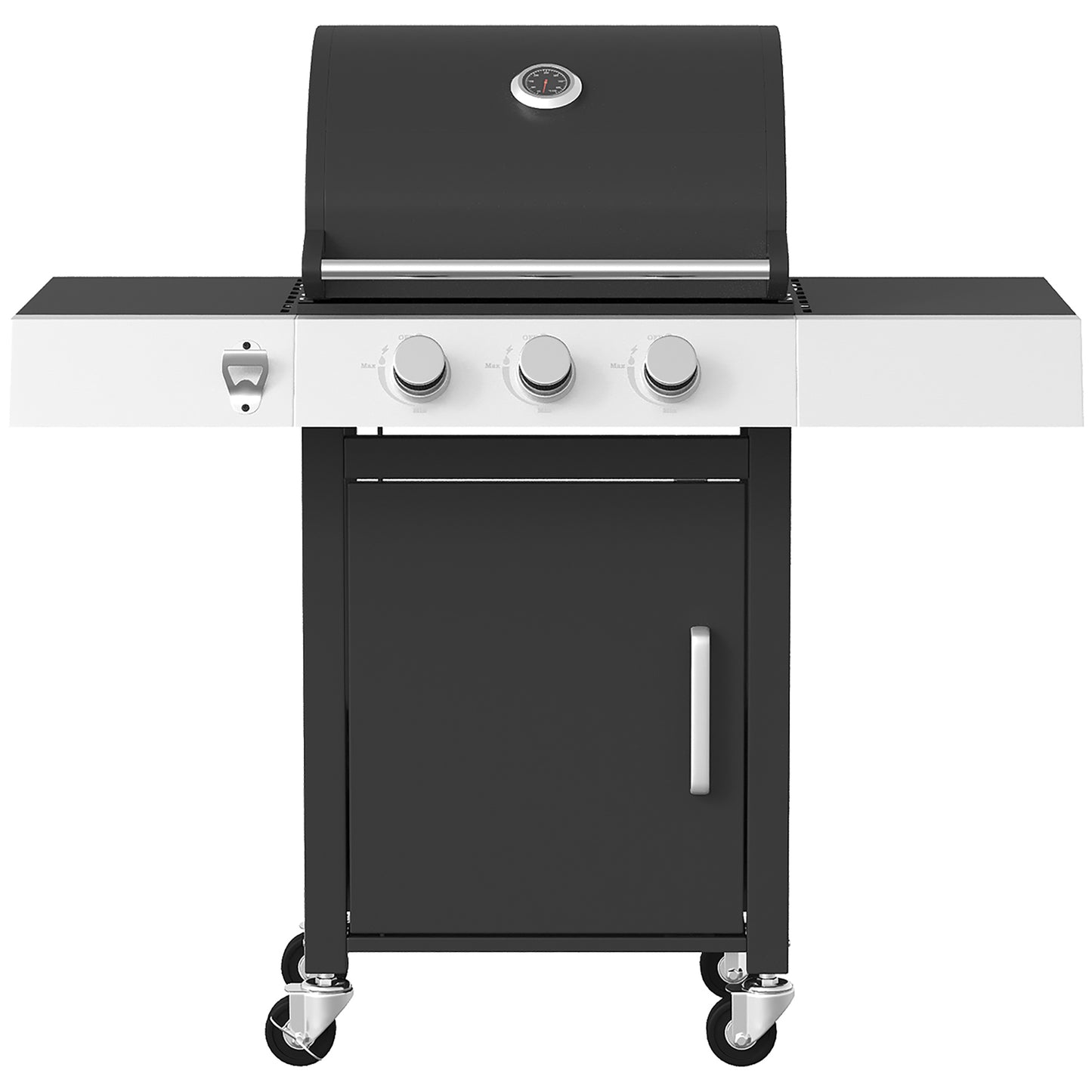 Outsunny Barbacoa De Gas Con 3 Quemadores 8,1 Kw Termómetro Mesas Laterales_4