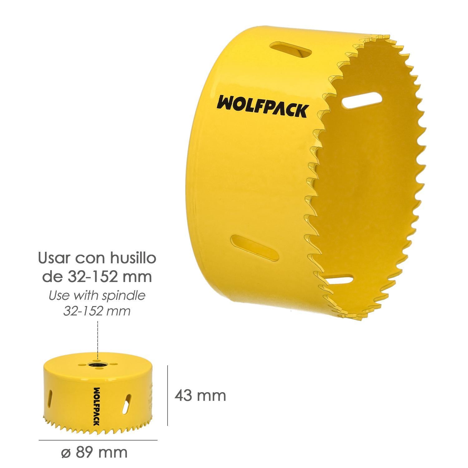 Corona Sierra Bimetal Ø 89 Mm. Templado Termico, Base Reforzada. Corona Madera, Broca Agujeros Madera, Acero, Hierro, Plasticos_1