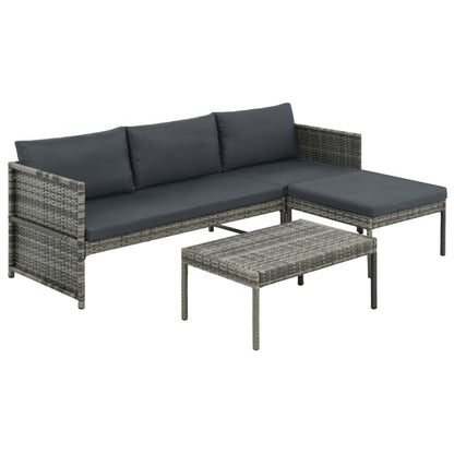 Vidaxl Set De Muebles De Jardín 3 Pzas Y Cojines Ratán Sintético Gris_0