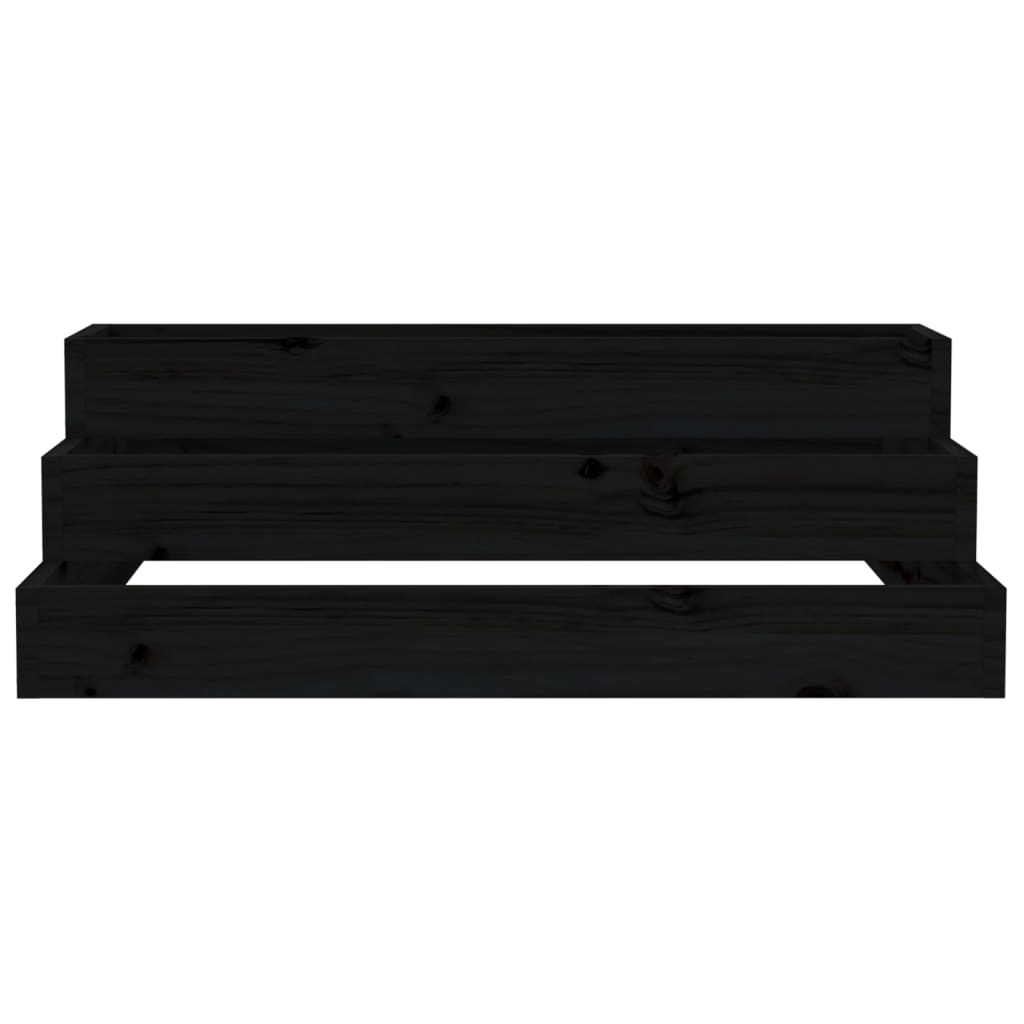 Jardinera De Madera Maciza De Pino Negro 80x80x27 Cm_3