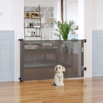 Pawhut Puerta De Seguridad Para Perros Extensible 0-150 Cm Para Escaleras Gris_1