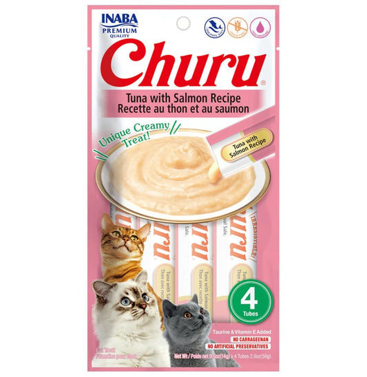 Churu Receta de atún con salmón Snack cremoso para gatos 4 x 14 g