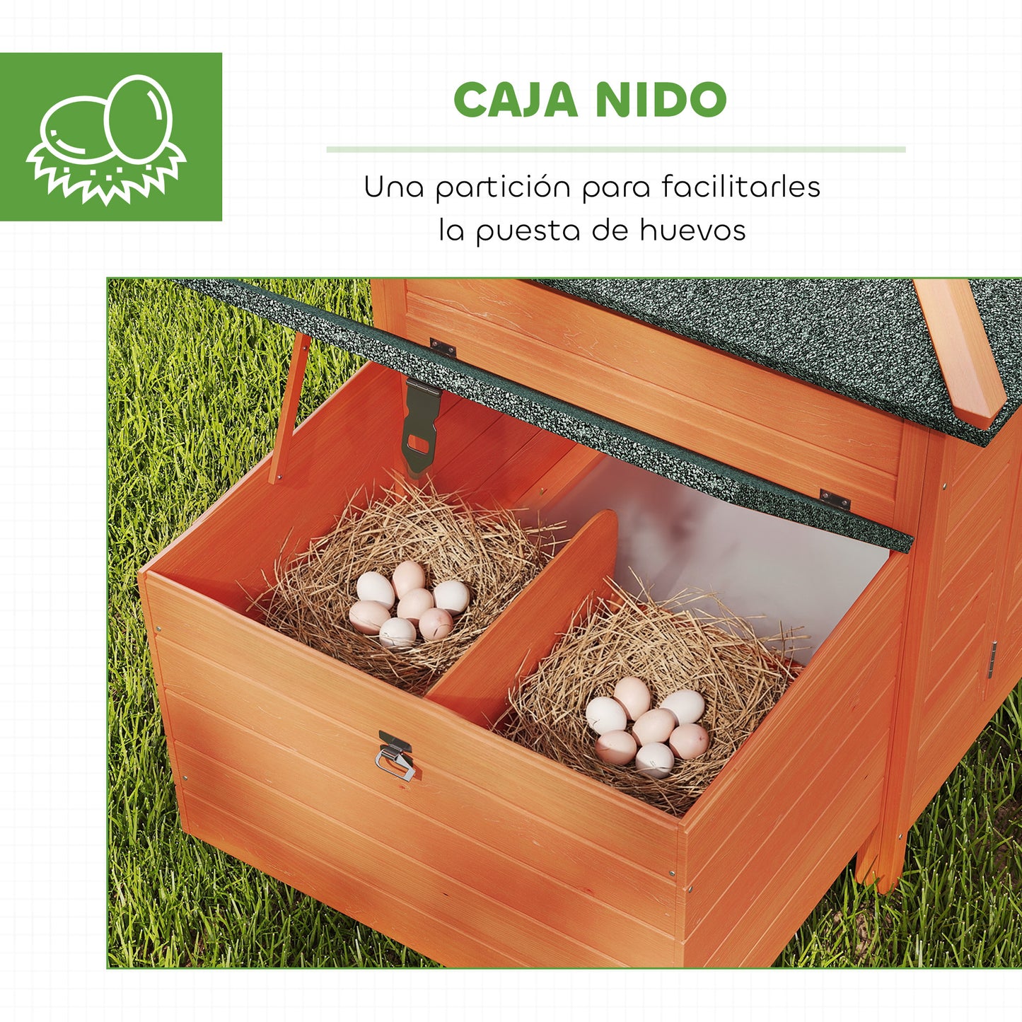 Pawhut Gallinero De Madera Exterior Con Nidos Corral 196x76x97 Cm Naranja_5