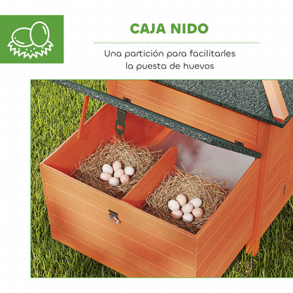 Pawhut Gallinero De Madera Exterior Con Nidos Corral 196x76x97 Cm Naranja_5
