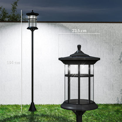 Farolas Solares Exterior Outsunny Acero Inoxidable, Abs Negro 23.5x23.5x184 Cm_2