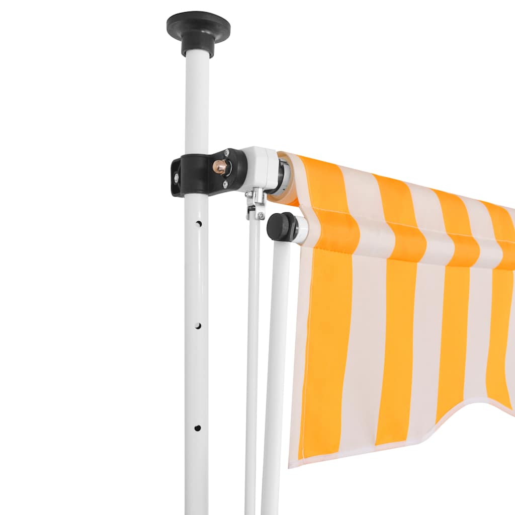Toldo Manual Retráctil 250 Cm Naranja Y Blanco A Rayas_0