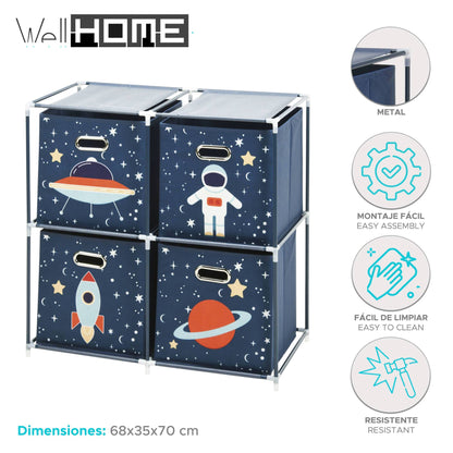 Well Home Estanteria Cajonera Con 4 Estantes En Metal H.70cm