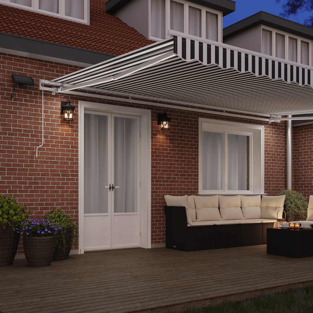 Toldo Retráctil Manual Luz Led Antracita Y Blanco 500x300 Cm_2