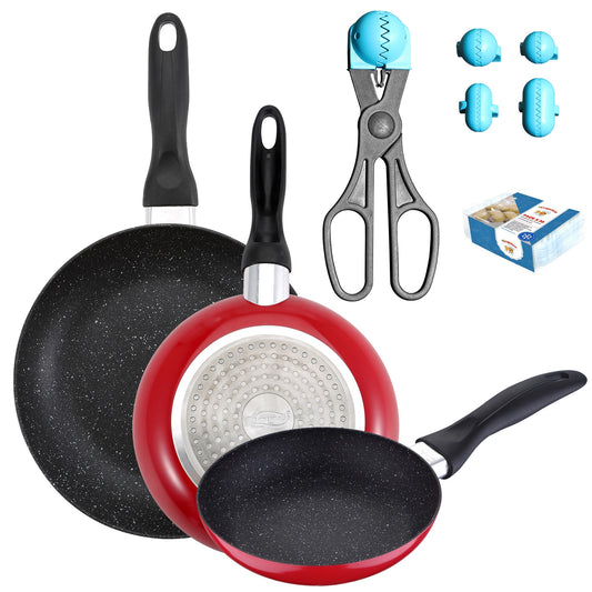 Pack De 3 Sartenes San Ignacio Ø16cm Ø20cm Ø24cm + Utensilio Multiusos Con 4 Moldes Intercambiables + 20 Bandejas De Conservación_0