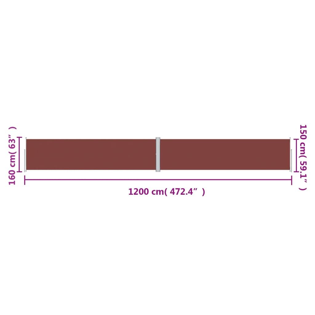 Vidaxl Toldo Lateral Retráctil Marrón 160x1200 Cm_2