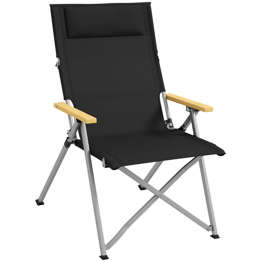 Outsunny Silla De Camping Plegable De Aluminio Respaldo Ajustable 74x59,5x98 Cm_0