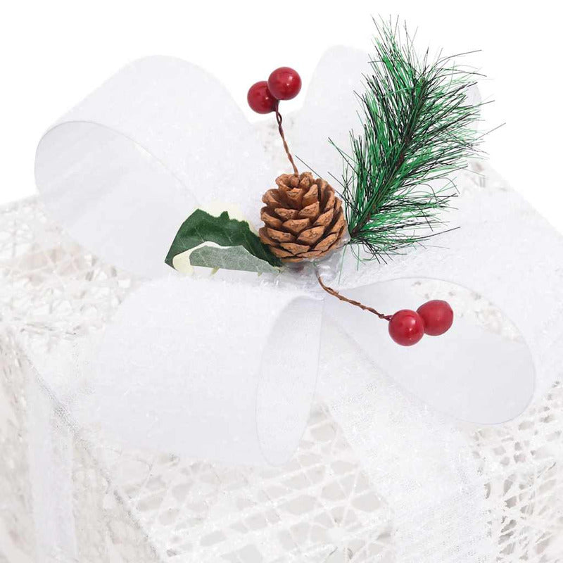 Vidaxl Caja Regalo Decorativa Navidad 3 Pzas Blanca Exterior/interior_5