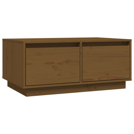 Mesa De Centro Madera Maciza De Pino Marrón Miel 80x50x35 Cm_0