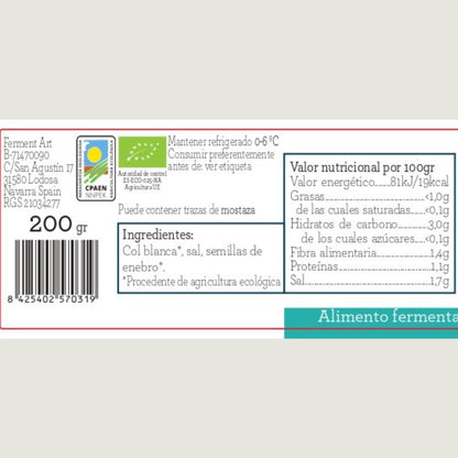 Chucrut Tradicional Eco Sin Pasteurizar Ferment Art 200gr_1