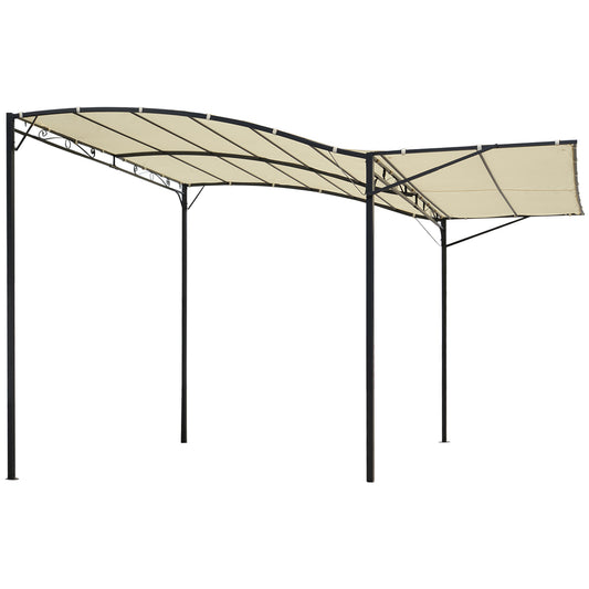 Outsunny Pérgola De Jardín 3,66x2,5m Cenador Montado Pared Con Techo Retráctil_0