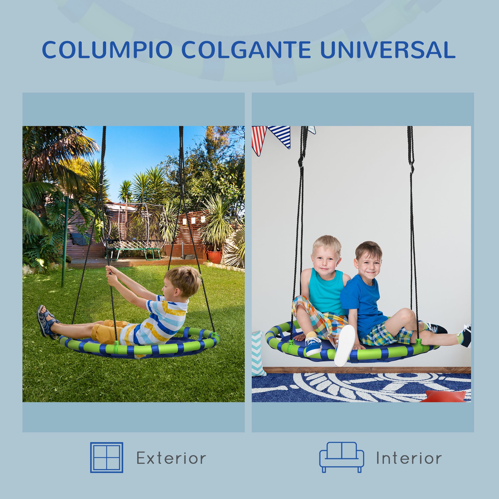 Outsunny Columpio Infantil Nido Con Altura Ajustable Carga 150kg Ø100x120-180 Cm_4