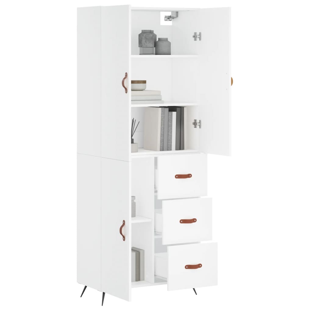 Aparador Alto Madera Contrachapada Blanco 69,5x34x180 Cm_2
