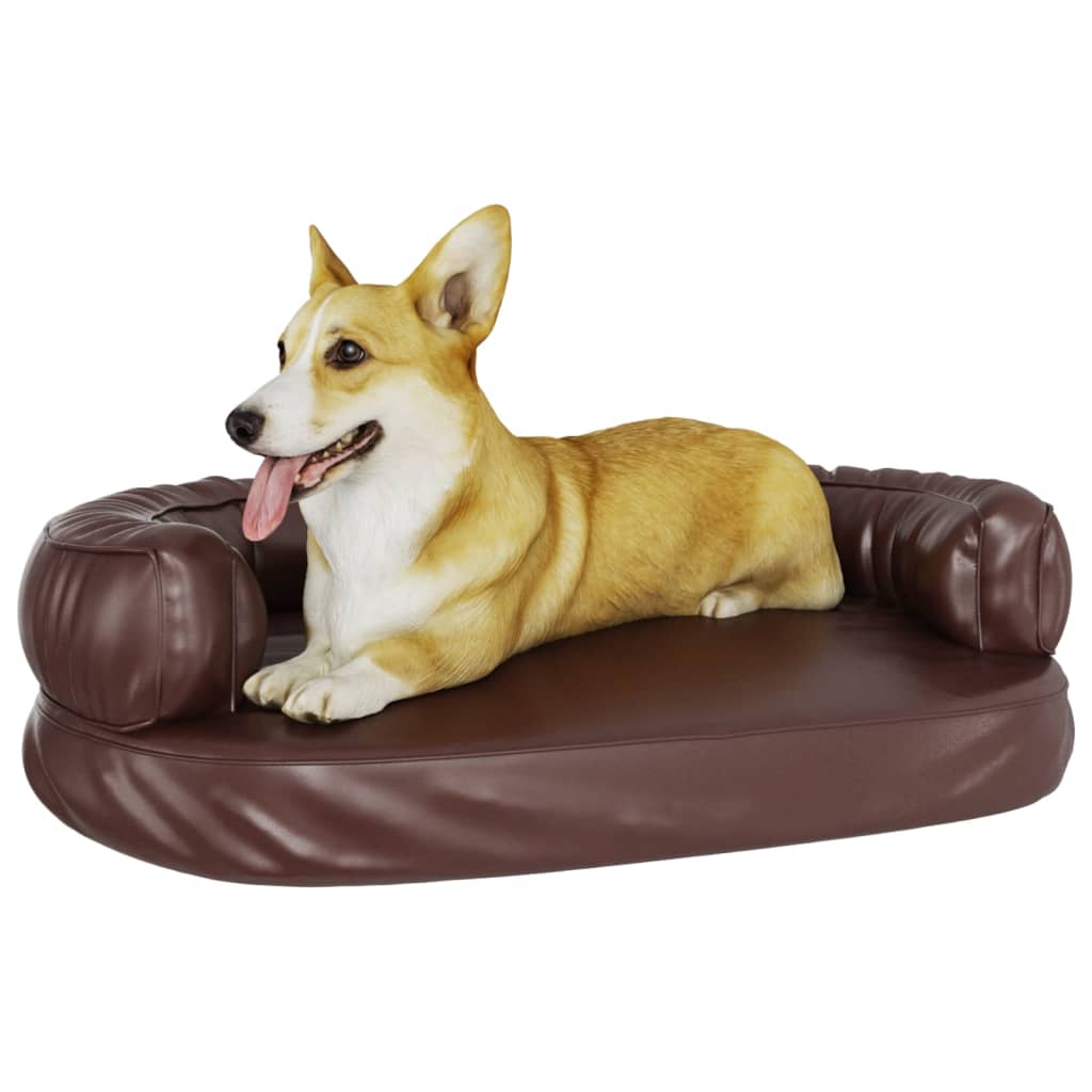 Vidaxl Cama Para Perros De Espuma Cuero Sintético Marrón 75x53 Cm_5