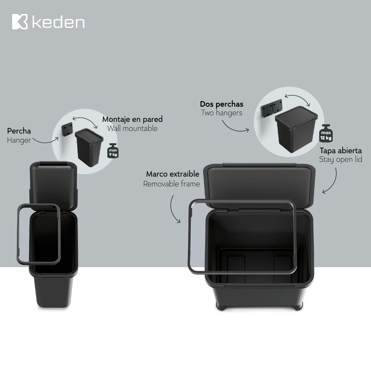 Sistema De Reciclaje De 12l En Color Negro  Keden_2