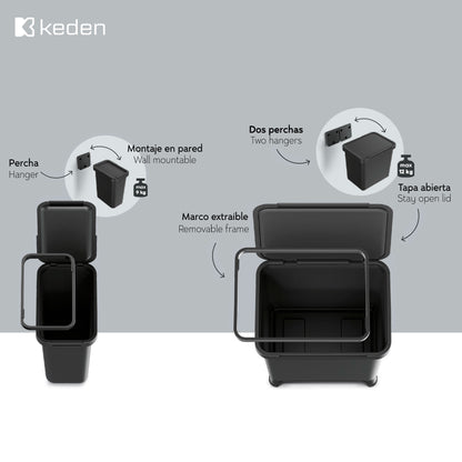 Sistema De Reciclaje De 12l En Color Negro  Keden_2