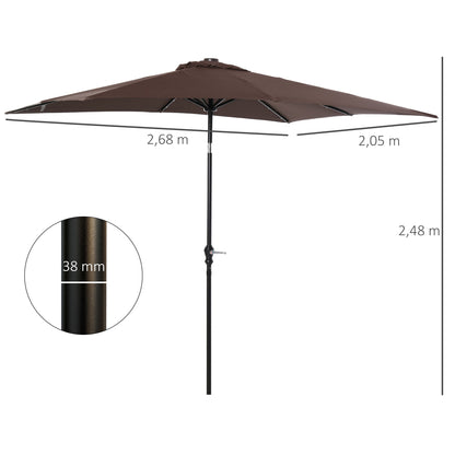 Outsunny Sombrilla De Jardín 268x205x248cm Con Techo Inclinable Luces Led Marrón_2