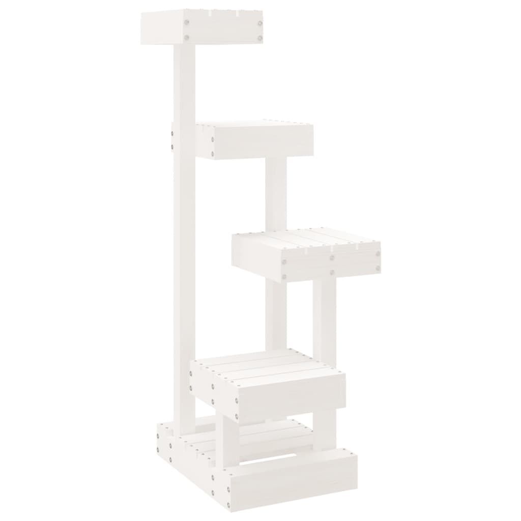 Vidaxl Árbol Para Gatos Madera Maciza De Pino Blanco 45,5x49x103 Cm_0